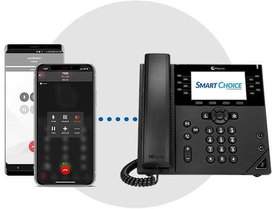 Smart UCAAS + Teams provides a four-digit dial between the Teams softphone app and a colleague’s desktop phone without the need for both end users to have a Teams license
