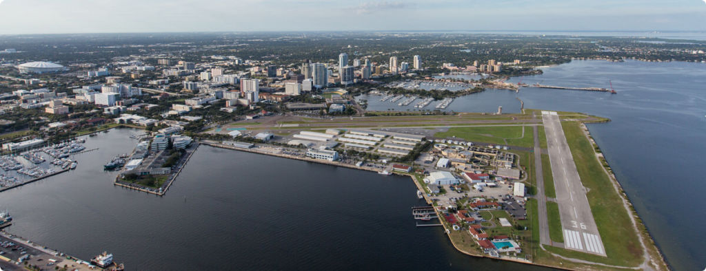 Aerial view of the innovation district in st. Petersburg in the Tampa bay