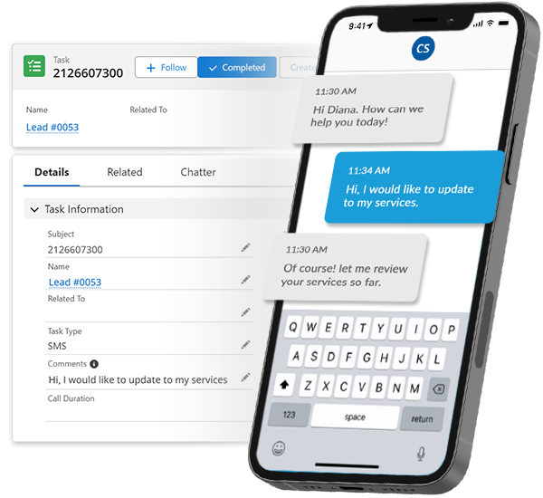 SMS messages go into Salesforce