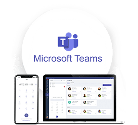 Microsoft Teams on phone and laptop displaying contacts list