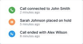Call status updates with three recent connections displayed