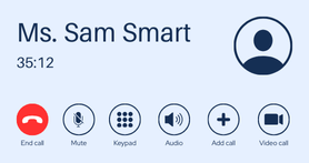 Call interface with options for ending call and video chat