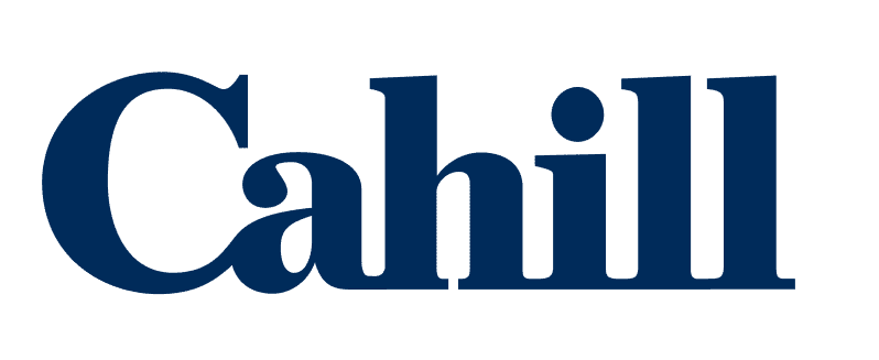 Dark background with bold blue text Cahill centered