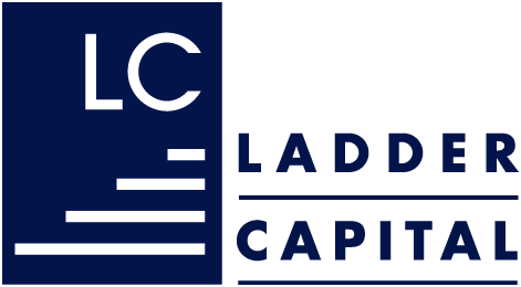 Ladder Capital company logo on a dark blue background