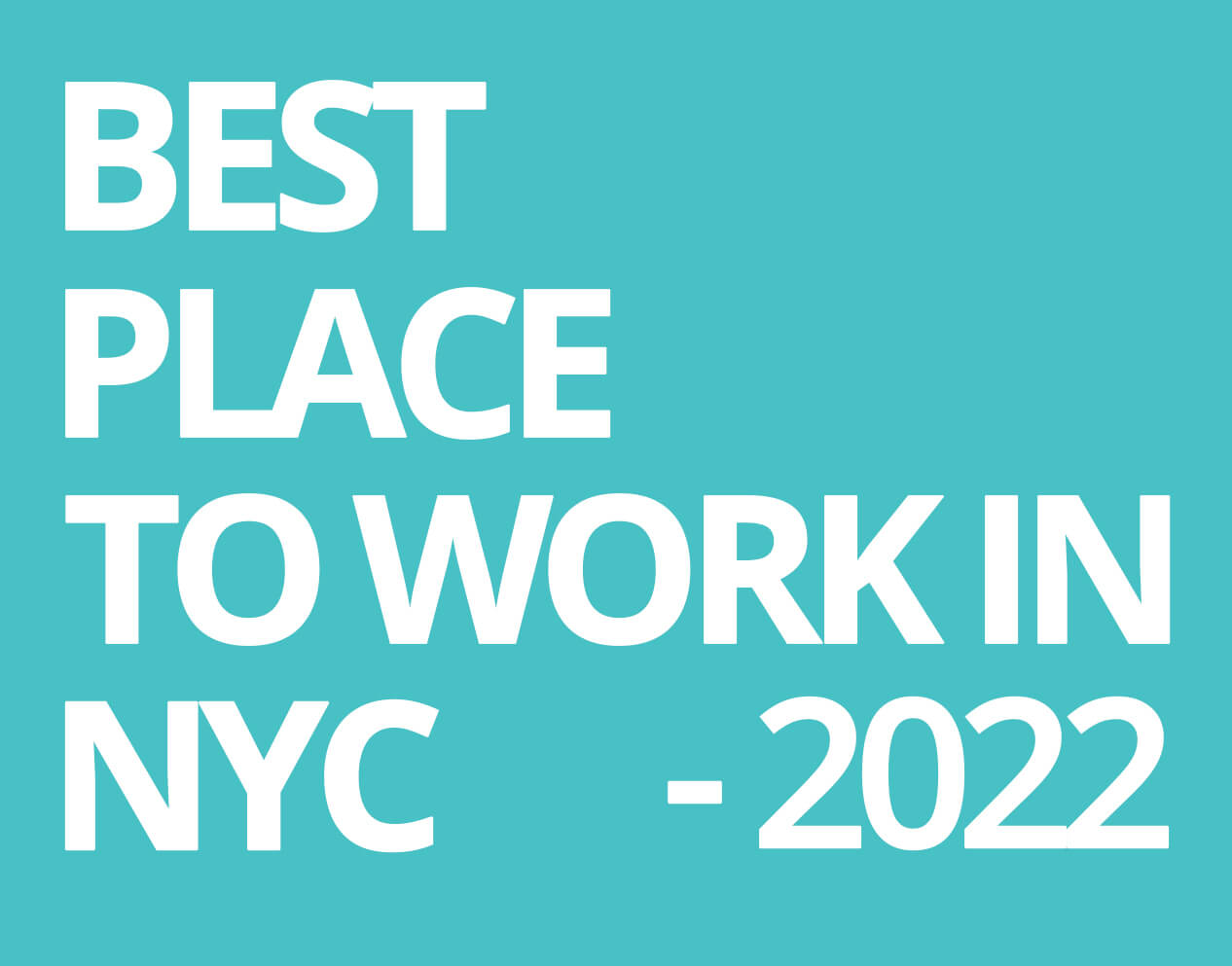 Best workplace award NYC 2022 blue background white text