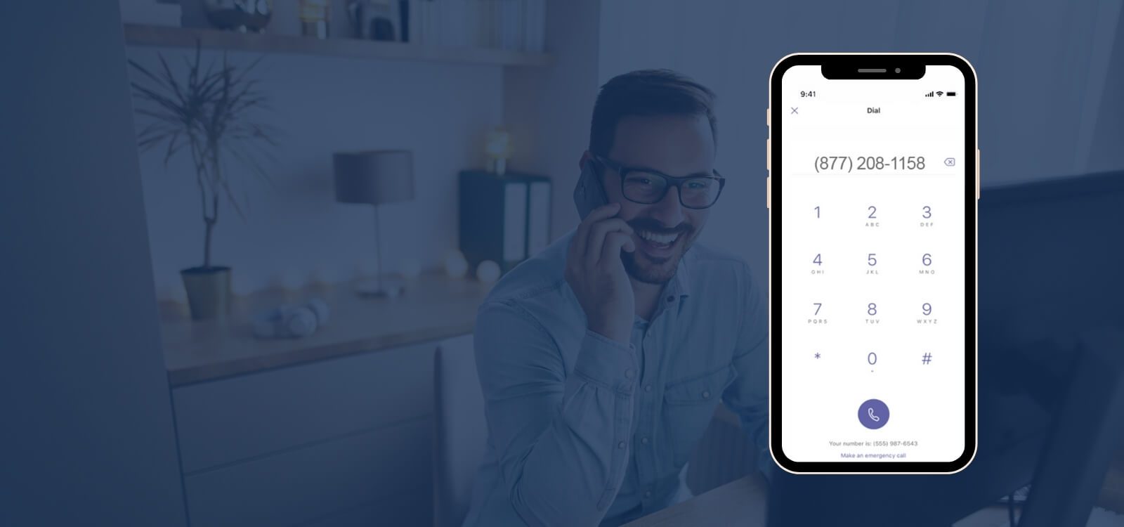 a man talking on a phone with the Microsoft Teams app