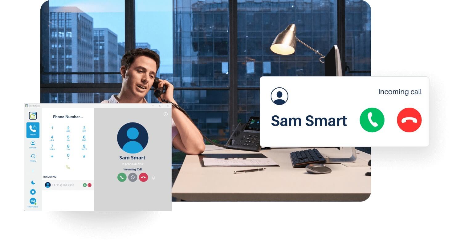 man making a call using a ucaas system