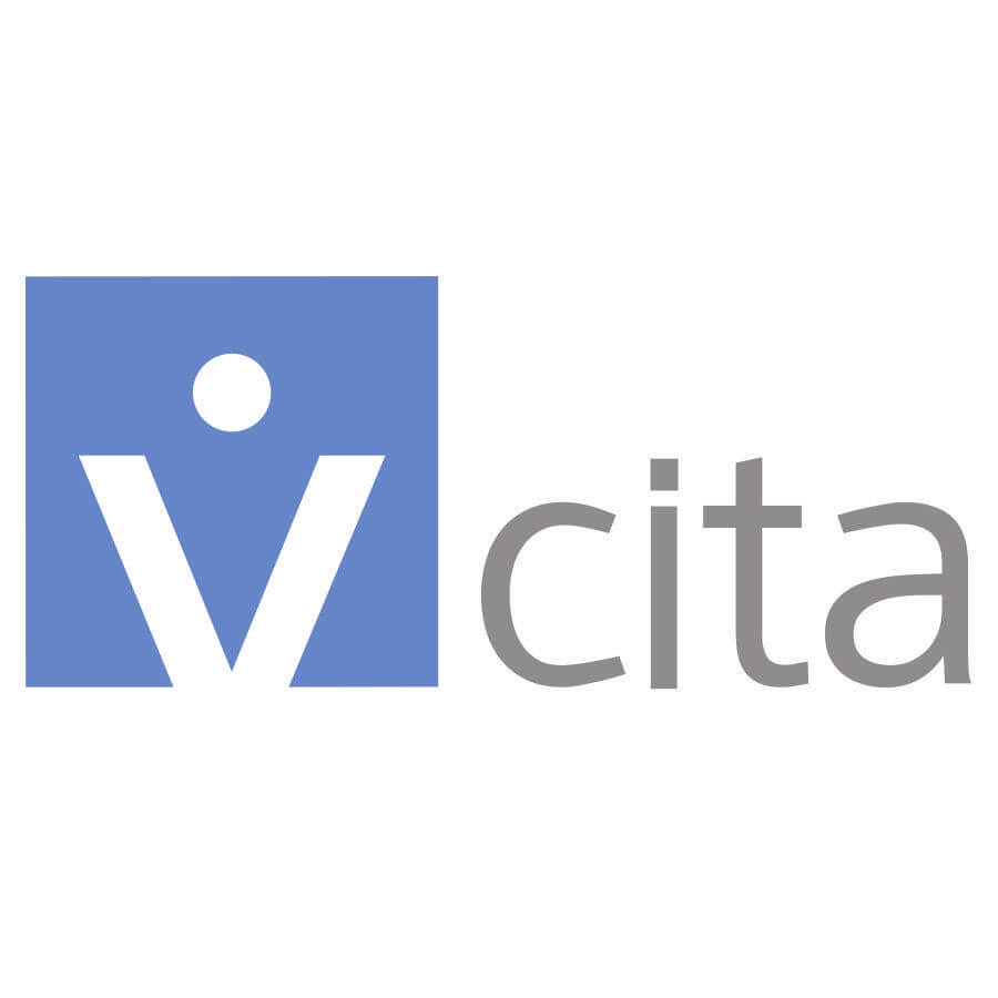 a logo for vcita crm