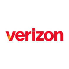 Verizon company logo in bold red lettering on white background