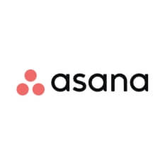 Asana logo with three pink dots and black text on white background